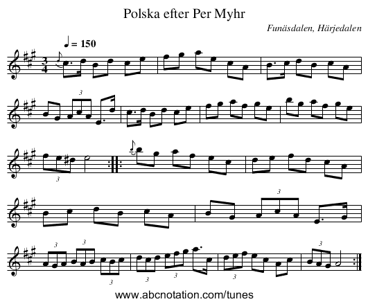 Polska efter Per Myhr - staff notation