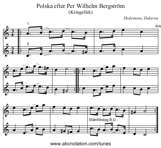 Polska efter Per Wilhelm Bergström - staff notation