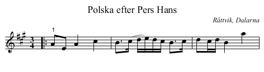 Polska efter Pers Hans - staff notation