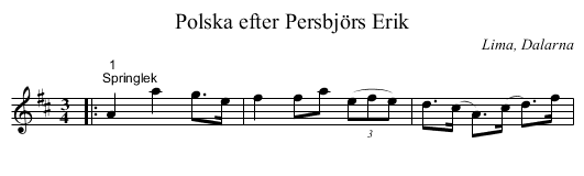 Polska efter Persbjörs Erik - staff notation