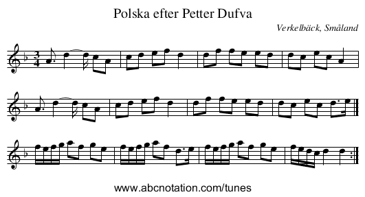 Polska efter Petter Dufva - staff notation