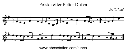 Polska efter Petter Dufva - staff notation