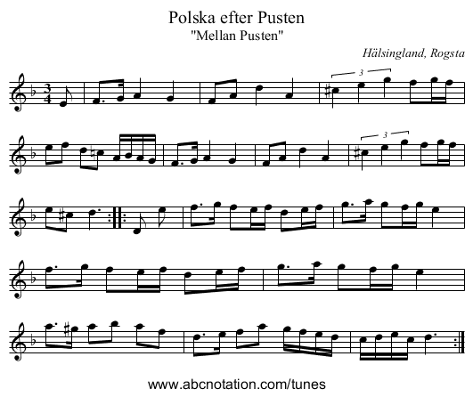 Polska efter Pusten - staff notation