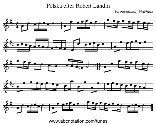 Polska efter Robert Landin - staff notation