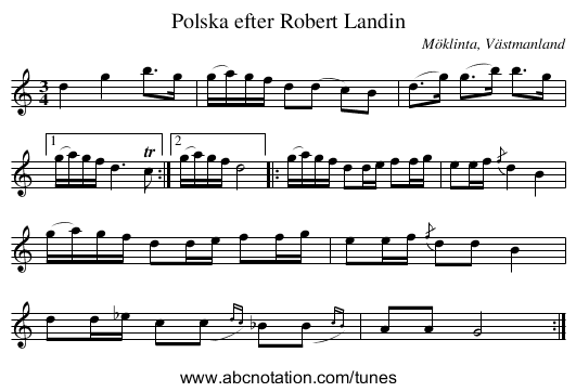 Polska efter Robert Landin - staff notation