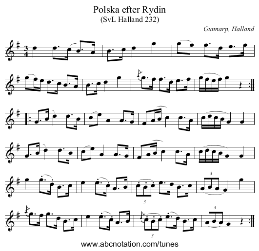 Polska efter Rydin - staff notation