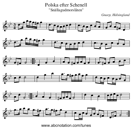 Polska efter Schenell - staff notation