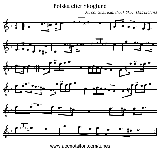 Polska efter Skoglund - staff notation