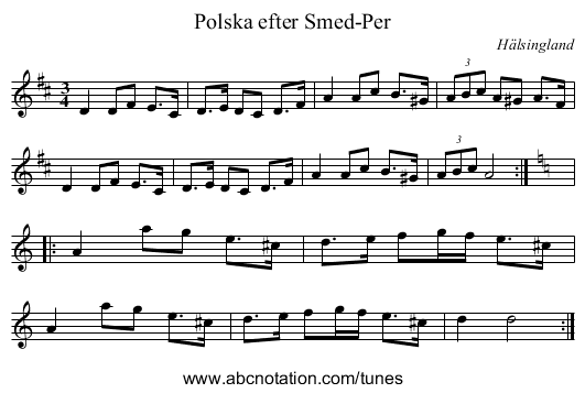 Polska efter Smed-Per - staff notation