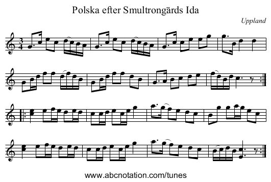 Polska efter Smultrongärds Ida - staff notation
