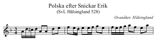 Polska efter Snickar Erik - staff notation