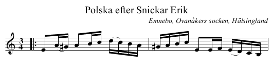 Polska efter Snickar Erik - staff notation