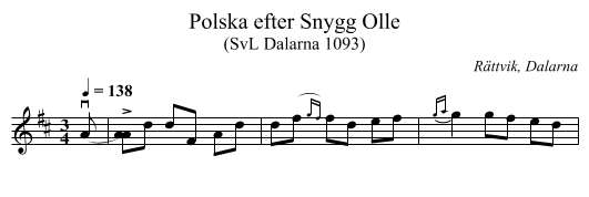 Polska efter Snygg Olle - staff notation