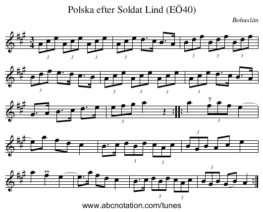 Polska efter Soldat Lind (EÖ40) - staff notation