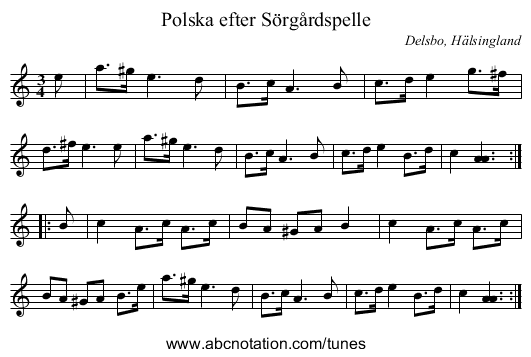 Polska efter Sörgårdspelle - staff notation