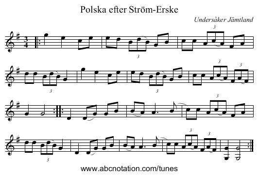 Polska efter Ström-Erske - staff notation