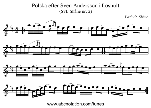 Polska efter Sven Andersson i Loshult - staff notation