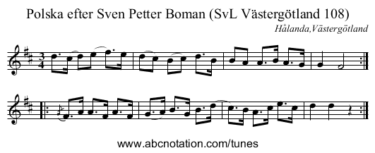 Polska efter Sven Petter Boman (SvL Västergötland 108) - staff notation