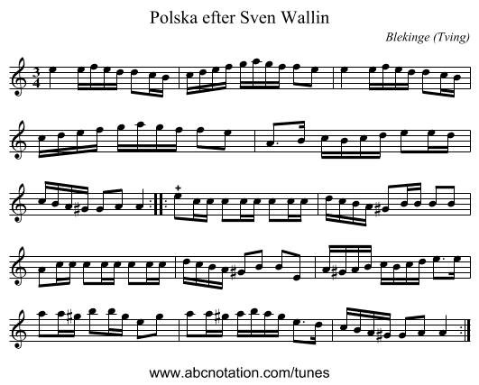 Polska efter Sven Wallin - staff notation