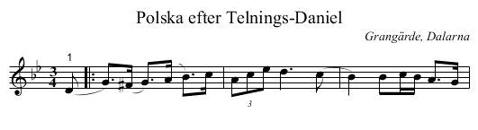 Polska efter Telnings-Daniel - staff notation