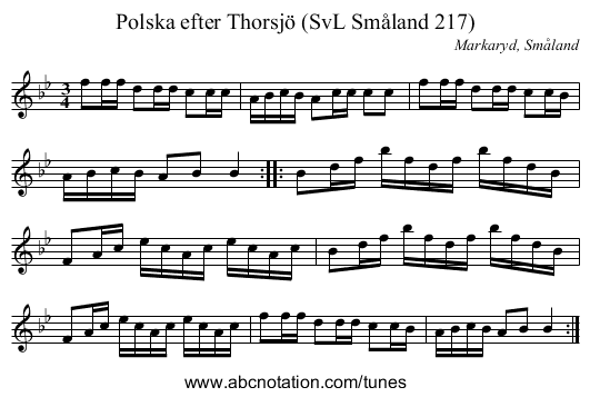 Polska efter Thorsjö (SvL Småland 217) - staff notation