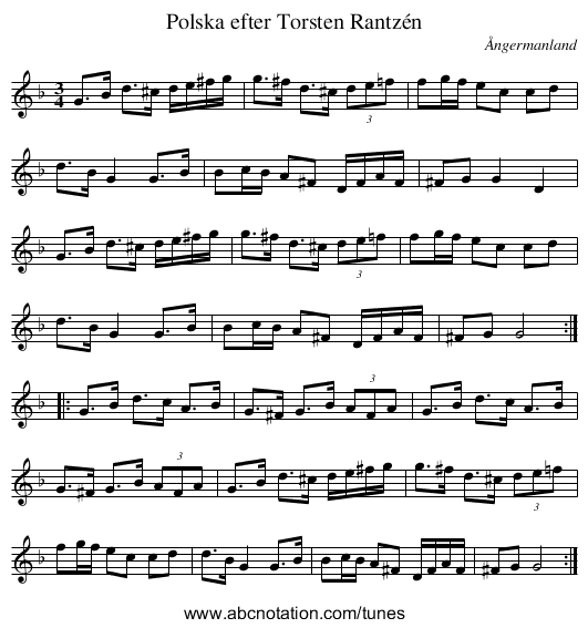 Polska efter Torsten Rantzén - staff notation