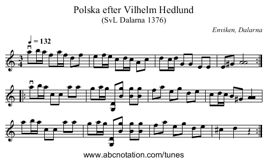 Polska efter Vilhelm Hedlund - staff notation