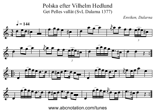 Polska efter Vilhelm Hedlund - staff notation