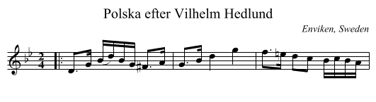 Polska efter Vilhelm Hedlund - staff notation