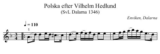 Polska efter Vilhelm Hedlund - staff notation