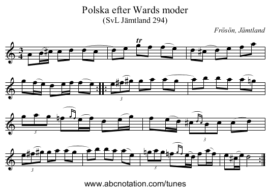 Polska efter Wards moder - staff notation