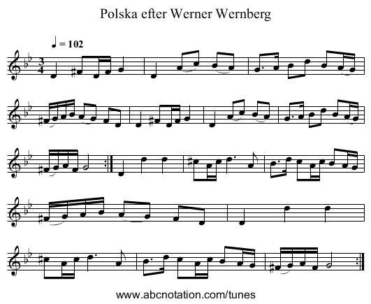 Polska efter Werner Wernberg - staff notation