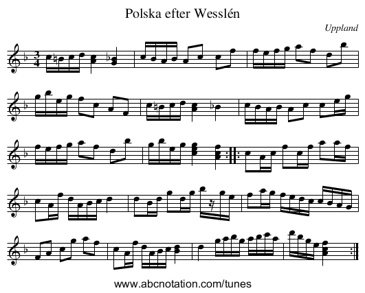 Polska efter Wesslén - staff notation