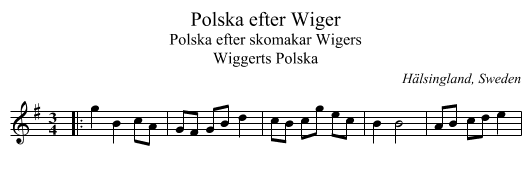 Polska efter Wiger - staff notation