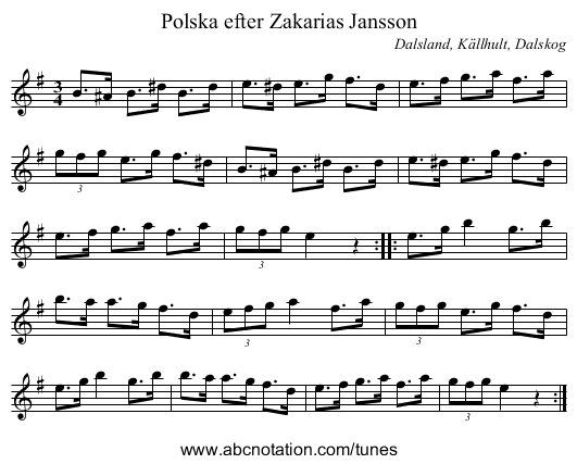 Polska efter Zakarias Jansson - staff notation