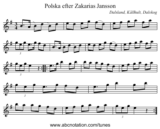 Polska efter Zakarias Jansson - staff notation