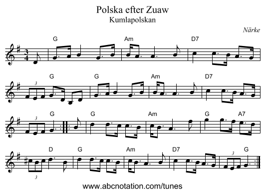 Polska efter Zuaw - staff notation