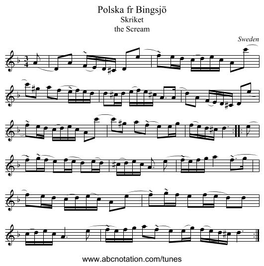 Polska fr Bingsjö - staff notation