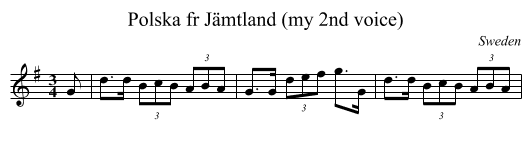 Polska fr Jämtland (my 2nd voice) - staff notation