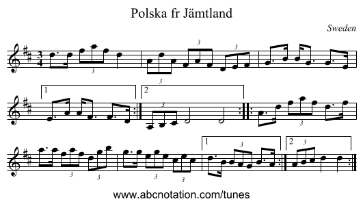 Polska fr Jämtland - staff notation