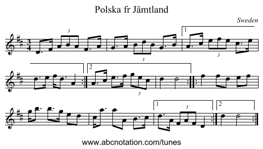 Polska fr Jämtland - staff notation
