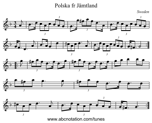 Polska fr Jämtland - staff notation