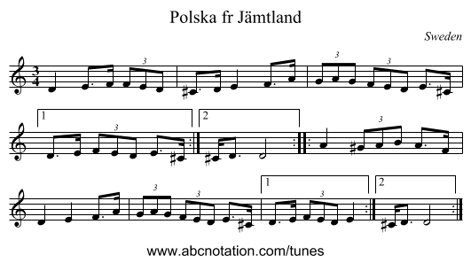 Polska fr Jämtland - staff notation