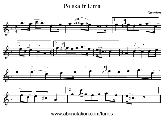 Polska fr Lima - staff notation