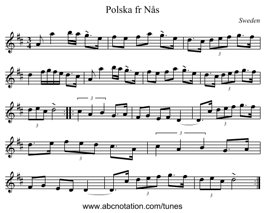 Polska fr Nås - staff notation