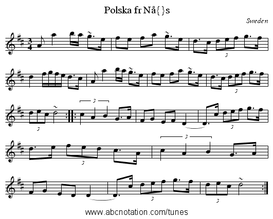 Polska fr N&aring;s - staff notation