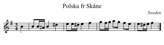 Polska fr Skåne - staff notation