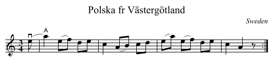 Polska fr Västergötland - staff notation