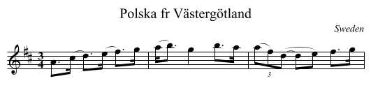 Polska fr Västergötland - staff notation