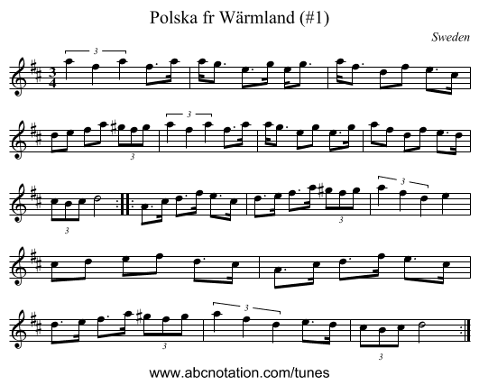 Polska fr Wärmland (#1) - staff notation